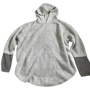 Maurices Gray Ribbed Knit Textured Hooded Sweater XXL Pullover Raglan Sleeve